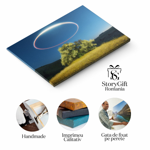 Tablou Canvas Lumina și Aventură în Cosmos: Noapte cu Stele și Galaxii Fascinante, Marime 40x25CM [1]