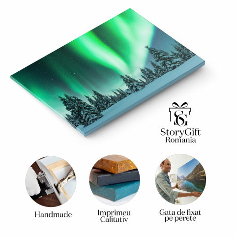 cadou pentru iubitorii de natură, artă contemporană, decor pentru living, peisaje de iarnă, experiență nordică, vis de iarnă, atmosferă de liniște, vacanțe în nord, viziuni de vis, refugiu natural, artă nordică, peisaj de vis, Marime 40x25CM [1]