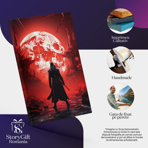 Luptător Asasin Sub Luna Roșie de Război - Pictură Digitală, Marime 40x25CM [1]