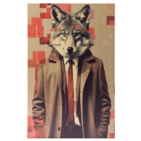Tablouri Canvas - Tablou Canvas:  Lup la costum - afaceri calca pe cadavre Pictura Digitala 90x60CM