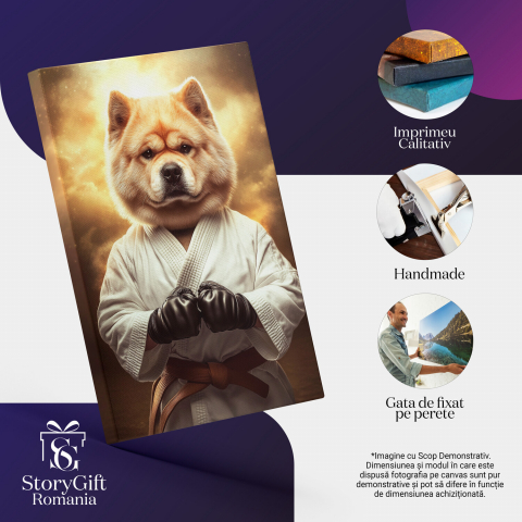  Tablou Canvas Personalizat Luptător De Karate Cu Centura Maro Și Costum AlbMarime 40x25CM [3]