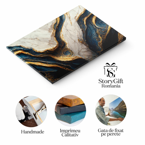 Tablou Canvas: Lux Abstract cu Textură de Piatră și Sclipiri Aurii, Marime 40x25CM [1]