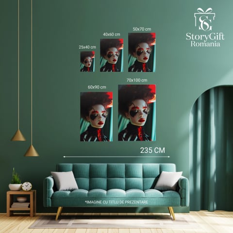 Tablou Canvas Machiaj Avangardist în Roșu și Negru, Marime 40x25CM [3]