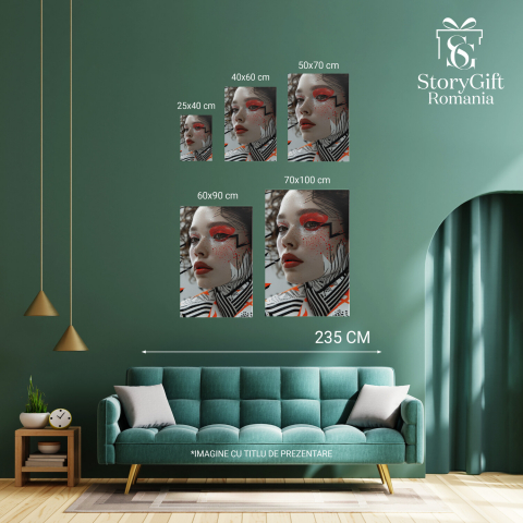 Machiaj Electrizant - Pictură Digitală cu Stil Unic Feminin, Marime 40x25CM [3]