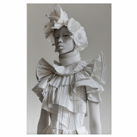 Tablou Canvas - Machiaj și Ținută Statuie cu Alb Imaculat, Marime 40x25CM