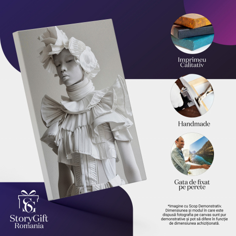 Tablou Canvas - Machiaj și Ținută Statuie cu Alb Imaculat, Marime 40x25CM [1]