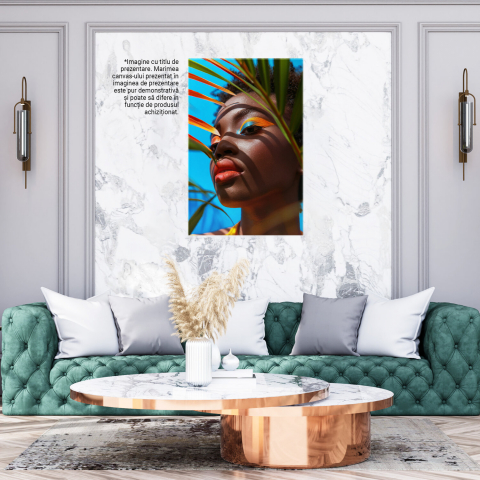 Machiaj Tropical al Femeii Arabe - Tablou Canvas cu Cer Albastru Intens, Marime 40x25CM [2]