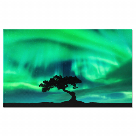 Aurora Boreală - Magie în Pădurea Boreală - Luminile Aurorelor Boreale Dansează Printre Copaci, Marime 40x25CM