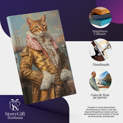  Tablou Canvas Personalizat Marchiz Regal Cu Ținută Galbenă Aurie Și Blană AlbăMarime 140x90CM [3]