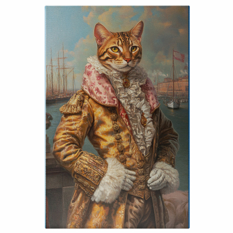 Regal -  Tablou Canvas Personalizat Marchiz Regal Cu Ținută Galbenă Aurie Și Blană AlbăMarime 40x25CM