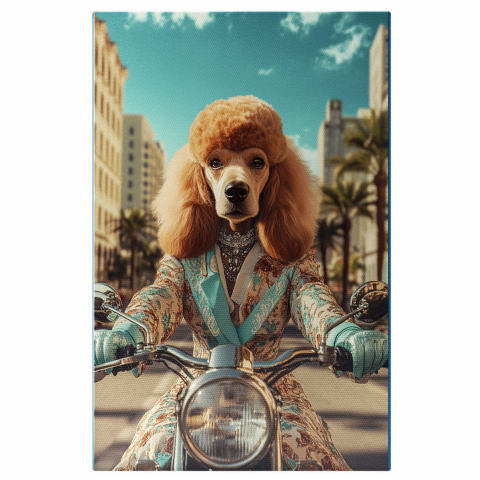 Vehicule -  Tablou Canvas Personalizat Marchiză Regală Pe Motocicletă Vintage Pe Străzile Din EuropaMarime 40x25CM