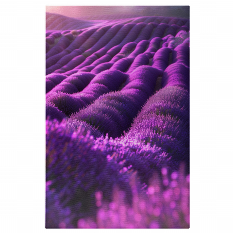 Flori - „Tablou Canvas Marea Mov de Lavandă Culcată de Vântul ce Adie Ușor”, Marime 40x25CM