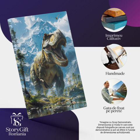 Marele Dinozaur Îngrozitor Prinde Păsările - Tablou Canvas, Marime 40x25CM [1]