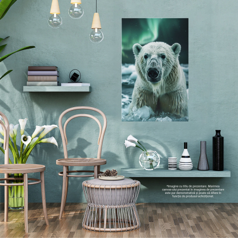 Urs Polar Alb cu Blană Udată în Apă Înghețată, Privind Cerul Înstelat, Marime 40x25CM [2]