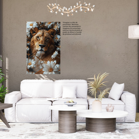 Masculul Leu, Regele Junglei cu Privire Înspăimântătoare și Ochii Ageri - Pictură Digitală, Marime 40x25CM [3]