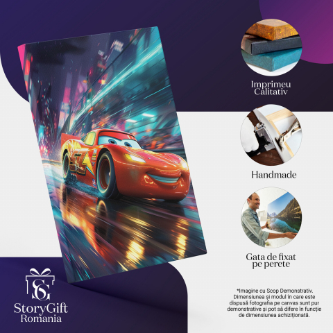 Agera Fulger McQueen - Furia Roșie pe Strada Umedă - Pictură Digitală, Marime 40x25CM [1]