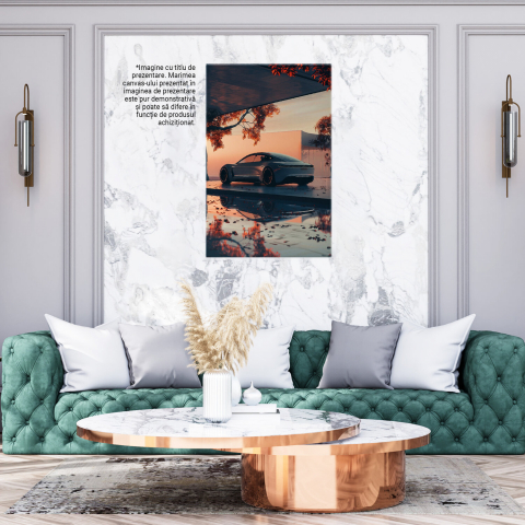 Mașină Albă de Lux lângă Piscină - Tablou Canvas Elegant, Marime 90x60CM [2]