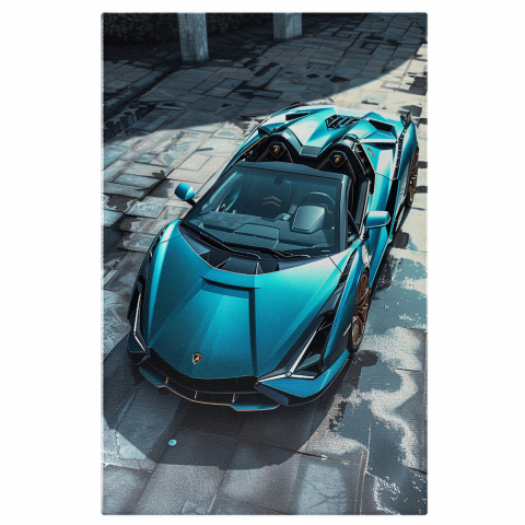 Lamborghini Albastră cu Două Locuri și Interior Negru, Marime 40x25CM