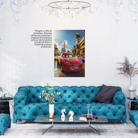 Fulger McQueen - Pictură Digitală cu Ochi Albaștri și Zâmbet Alb, Marime 40x25CM [3]