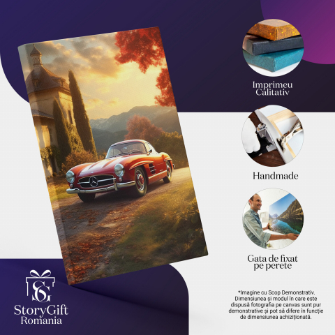 Tablou Canvas Mașină de Epocă Mercedes | Pictură Digitală pentru Colecționari, Marime 40x25CM [1]