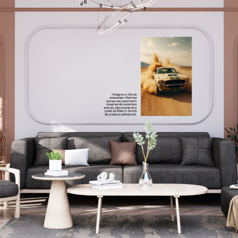 Tablou Canvas:  Masina Dodge pe teren - mult praf viteza Pictura Digitala 40x25CM [1]