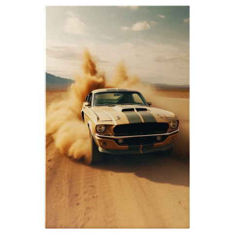 Mașina Dodge pe Teren - Pictură Digitală cu Viteză și Praful, Marime 40x25CM