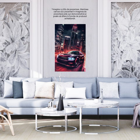 Mașina într-un Oraș Aglomerat - Neon Noapte - Pictură Digitală, Marime 40x25CM [3]