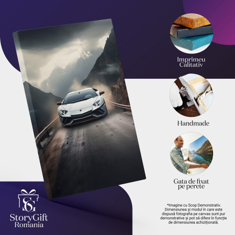 Lamborghini în Muntii de Lux - Pictură Digitală, Marime 40x25CM [1]