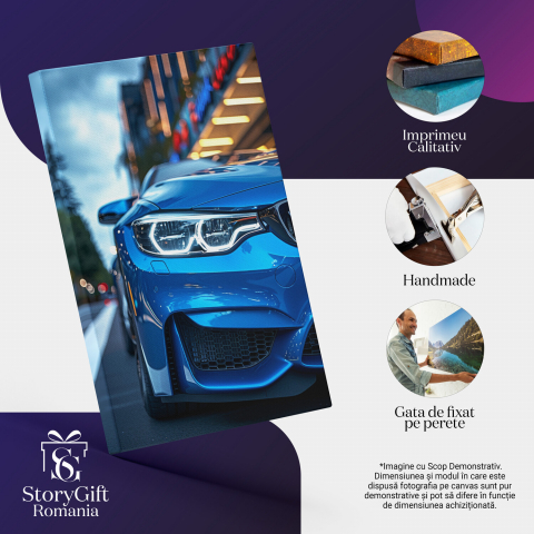 Mașină Lux Albastră cu Far Sclipitor în Fața unui Mall, Marime 40x25CM [1]