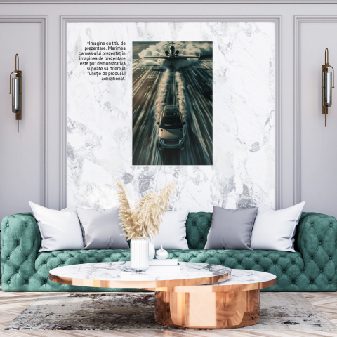 Gray Range Rover in Front of an Airplane Ready for Takeoff – Digital Art, Marime 40x25CM [2]