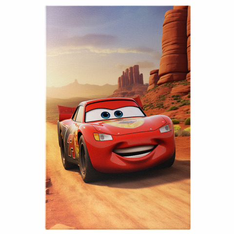 Tablou Canvas - Mașina Roșie Fulger McQueen în Desert, Marime 40x25CM