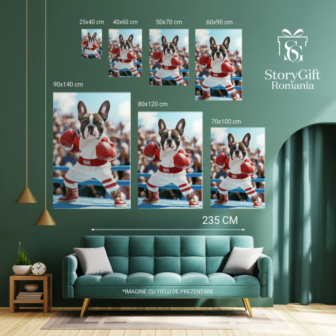  Tablou Canvas Personalizat Jucător De Box Cu Mănuși Roșii În RingMarime 40x25CM [5]