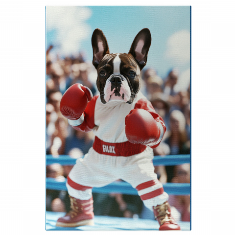 Personalizate cu Animalul Tau -  Tablou Canvas Personalizat Jucător De Box Cu Mănuși Roșii În RingMarime 40x25CM