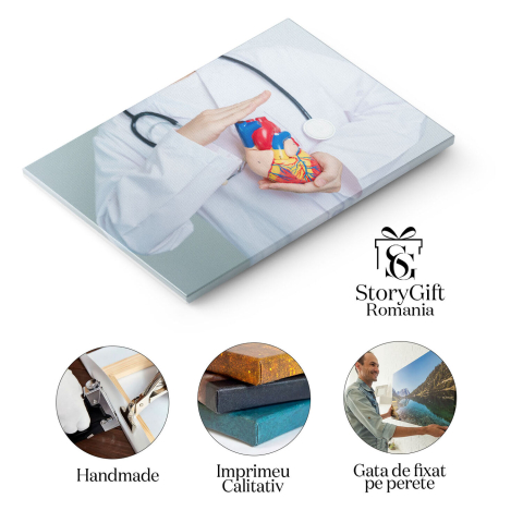 Tablou Canvas Medic Cu Model de Inima Umana cardiologie, inima, cardiovascular, medic, sanatate 1667 40x25CM [1]