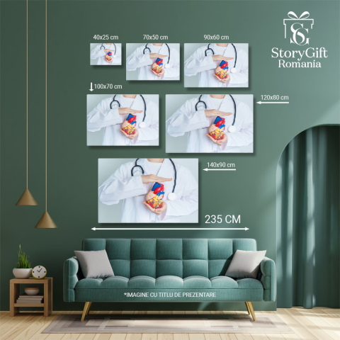 Tablou Canvas Medic Cu Model de Inima Umana cardiologie, inima, cardiovascular, medic, sanatate 1667 40x25CM [4]
