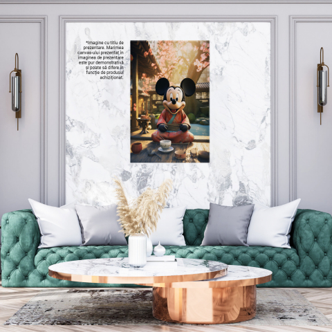 Mickey Mouse Japonez Savurând Ceaiul lângă Templu și Râul Mic, Marime 40x25CM [3]