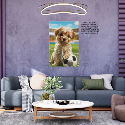 Tablou Canvas Yorkshire Terier Joacă Fotbal, Marime 40x25CM [2]