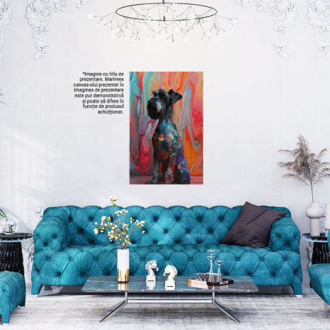 Tablou Canvas: Mirația Vălurită de pe Pereții Curgători Câine Pozat din Profil Serios Pictura Digitala 40x25CM [1]