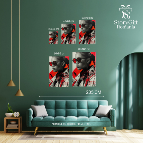 Tablou Canvas Misterious Woman cu Ochelari, Marime 40x25CM [3]