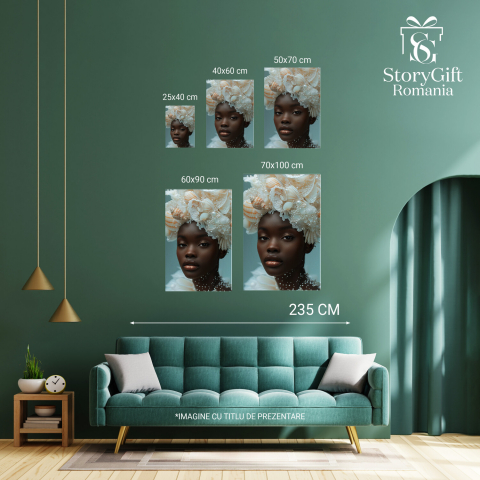 Misterul Mării - Tablou Canvas cu Portretul Fetei și Scoici, Marime 40x25CM [3]