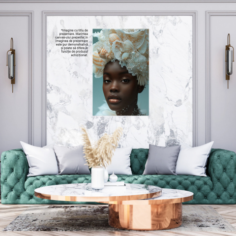 Misterul Mării - Tablou Canvas cu Portretul Fetei și Scoici, Marime 40x25CM [2]