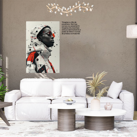 Tablou Canvas Misterul Privirii Ascunse În Umbra Ochelarilor de Soare Puncte Negre și Lumină , Pictura Digitala 40x25CM [1]