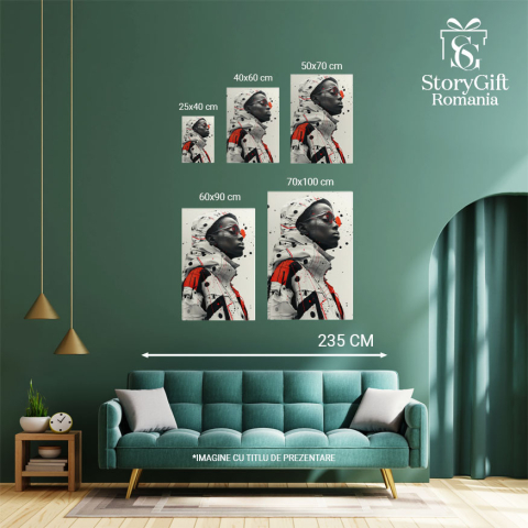 Tablou Canvas Misterul Privirii Ascunse În Umbra Ochelarilor de Soare Puncte Negre și Lumină , Pictura Digitala 40x25CM [3]