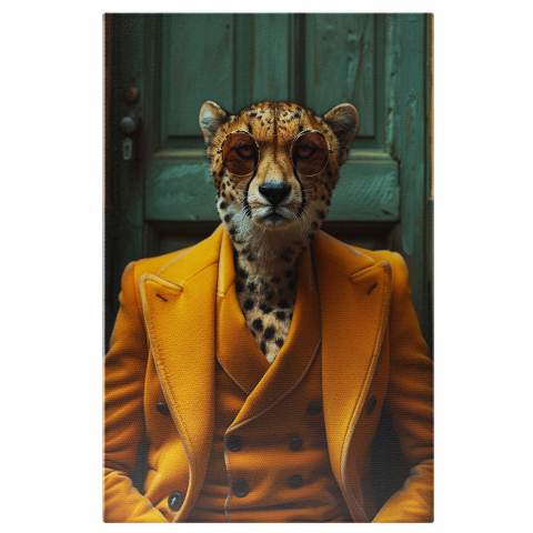 Mobster Leopard cu Ochelari de Soare - Pictură Digitală, Marime 40x25CM