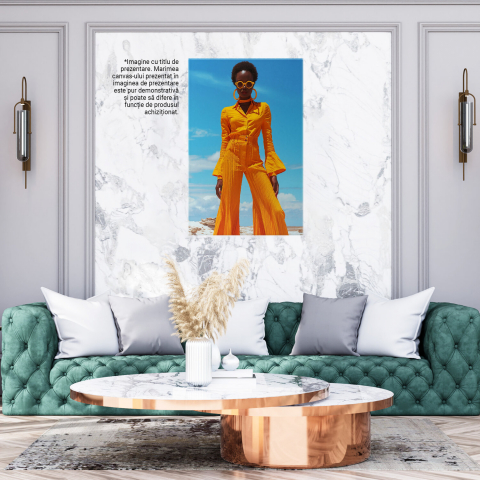 Femeie Africană în Costum Portocaliu - Pictură Digitală Stil Vechi, Marime 40x25CM [2]