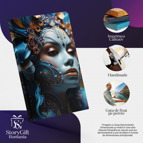 Tablou Canvas: Model colorat Albastru, intuneric, Albastru electric, Accesoriu de moda, Design vestimentar Pictura Digitala 70x50CM [4]