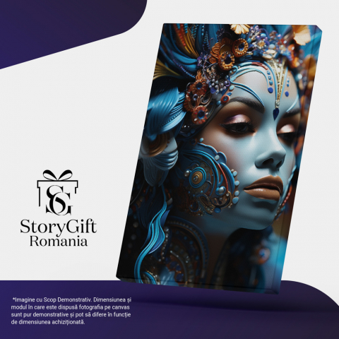 Tablou Canvas: Model colorat Albastru, intuneric, Albastru electric, Accesoriu de moda, Design vestimentar Pictura Digitala 70x50CM [1]