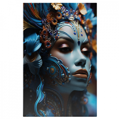 Marimea 90x60CM - Tablou Canvas: Model colorat Albastru, intuneric, Albastru electric, Accesoriu de moda, Design vestimentar Pictura Digitala 90x60CM