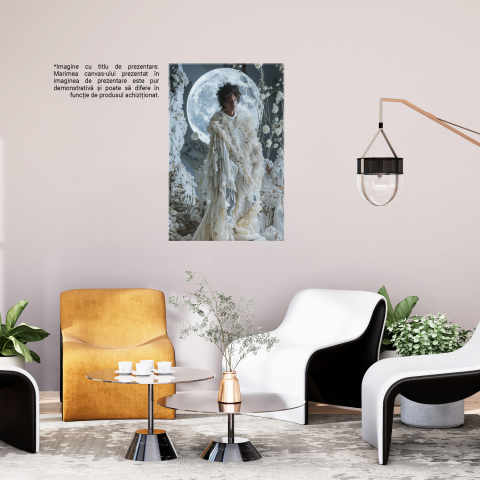 Model masculin în nuanțe de alb, rochie cu pluri și lună plină, Marime 40x25CM [2]