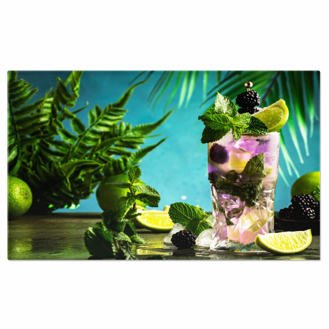 Băuturi - Tablou Canvas Mojito cu Mure: Răcoritor de Vară cu Lămâie și Mentă, Marime 40x25CM